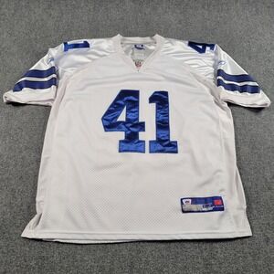 Dallas Cowboys Jersey Mens 52 White Blue NFL Football Terence Newman Reebok